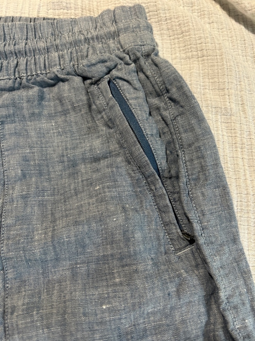 Athelta Retreat 100% Linen Light Blue Drawstring Pants. Wide Leg - Picture 7 of 8